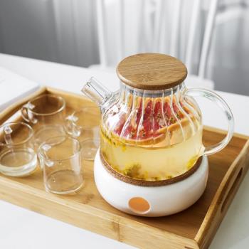 玻璃功夫茶具茶杯套裝家用辦公室會客蠟燭加熱水果茶壺小套泡茶器