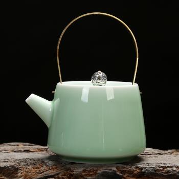 青瓷茶壺陶瓷功夫茶具小茶壺提梁壺梅子青粉青泡茶壺小號單茶壺