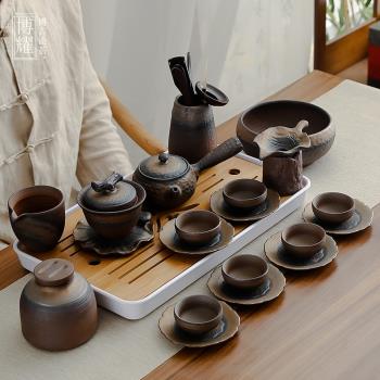 博耀日式粗陶茶具套裝鎏金釉功夫茶具陶瓷整套家用簡約茶壺辦公室