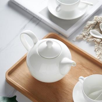 白色家用骨瓷咖啡壺 陶瓷茶壺冷水壺 英式下午茶餐具紅茶壺花茶壺
