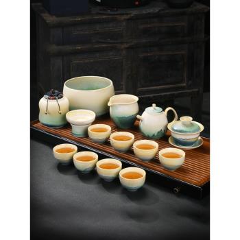 窯變日式陶瓷功夫整套茶具套裝家用輕奢高檔喝茶網紅爆款蓋碗茶壺