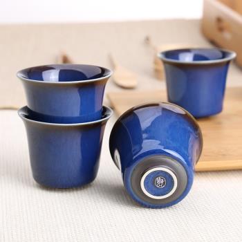 藍翠玉兔毫釉茶杯單杯品茗杯家用陶瓷小杯子茶壺茶海套裝臺灣宜龍