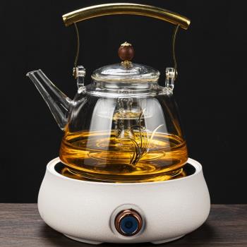 秦藝電陶爐煮茶壺套裝家用玻璃蒸汽泡茶壺客廳小型普洱黑茶煮茶爐