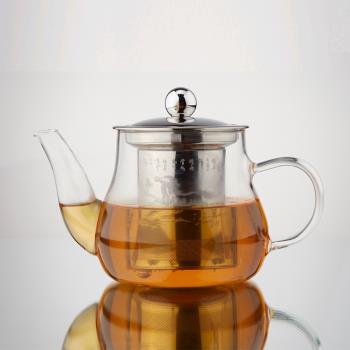 不銹鋼過濾玻璃茶壺家用煮泡茶壺耐熱高溫玻璃水壺小號花茶壺茶具