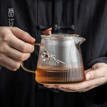 錫花內膽過濾煮茶器耐熱玻璃壺