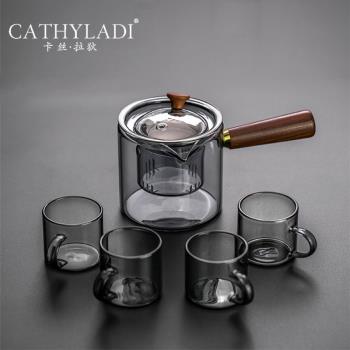 Cathyladi 日式玻璃側把茶壺泡茶家用帶過濾煮茶單壺耐高溫燒水壺