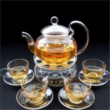 加厚耐熱玻璃茶具花茶壺 透明過濾玻璃煮泡水果茶壺套裝簡約家用