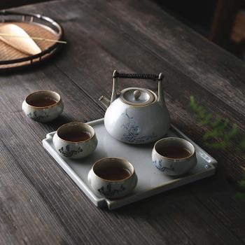 功夫茶具小套裝家用簡約泡茶整套茶壺茶杯陶瓷小茶盤茶臺茶道客廳