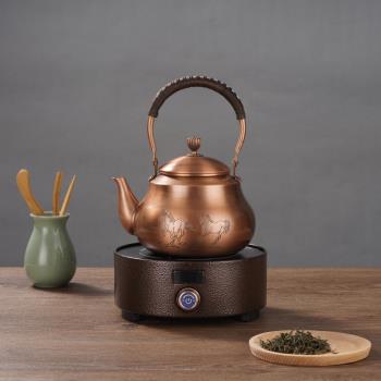 尚千客銅壺燒水壺手工無塗層純紫銅茶壺復古家用養生銅壺功夫茶具
