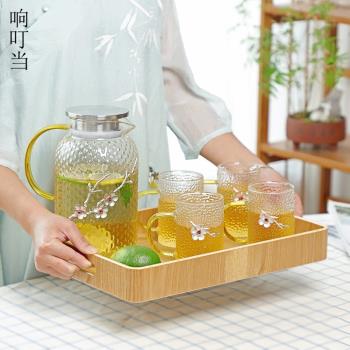 涼水壺玻璃耐高溫日式大容量梅花冷水壺套裝創意個性家用茶壺