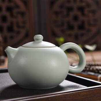 復古汝窯冰裂釉陶瓷開片中號茶壺