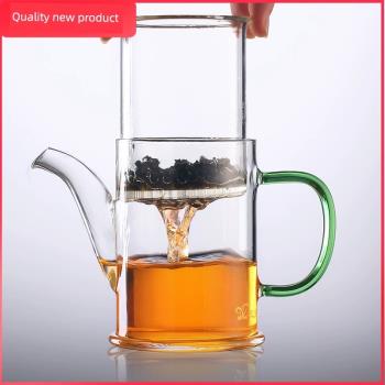 新款玻璃泡茶壺 加厚耐高溫綠茶過濾沖茶器 小號紅茶水分離耐熱壺