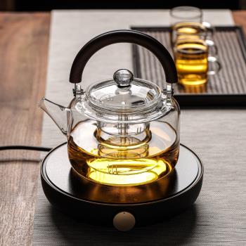 林子茶憶 家用大容量創意耐熱玻璃蒸煮提梁茶壺養生煮茶器電陶爐