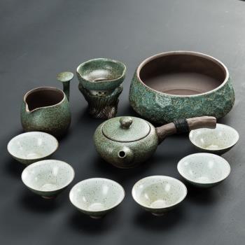 日式功夫茶具套裝整套茶盤家用簡約陶瓷茶杯茶壺粗陶現代辦公客廳
