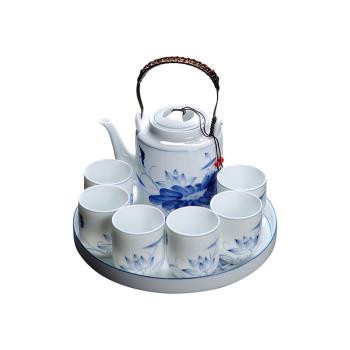 景德鎮中式手繪青花瓷茶具套裝家用陶瓷高檔輕奢簡約茶杯高級茶壺