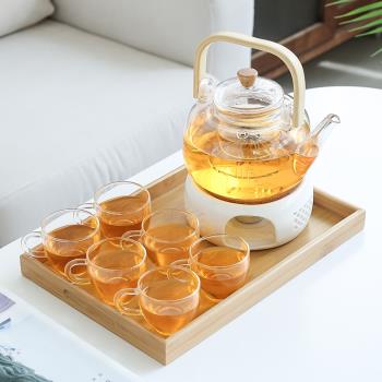 下午茶茶具美容院水果玻璃花茶杯套裝陶瓷底座溫茶爐蠟燭加熱茶壺