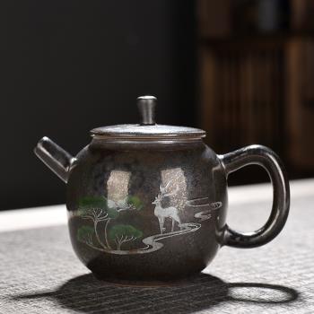 家用簡約陶茶壺陶瓷功夫茶具套裝家用客廳手工怡然創意泡茶壺高端