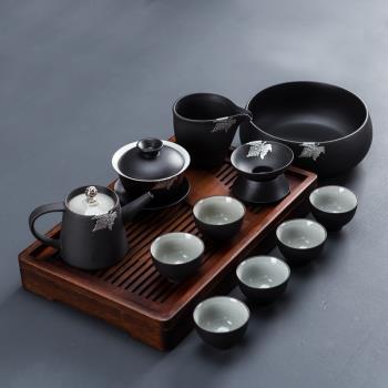 日式功夫茶具小套裝辦公家用簡約一壺四杯干泡盤蓄水茶壺茶杯酒店