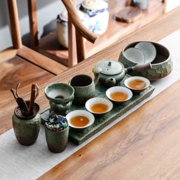 粗陶功夫茶具小套裝家用客廳會客陶瓷干泡茶盤茶壺茶杯整套泡茶器