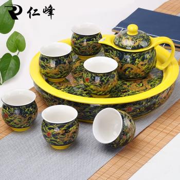 功夫茶具套裝家用小簡約中式陶瓷茶杯復古現代茶壺茶杯整套茶具帶