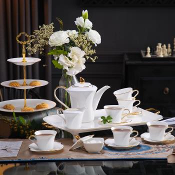 輕奢歐式陶瓷下午茶具茶杯家用精致高檔骨瓷茶杯茶壺咖啡器具套裝