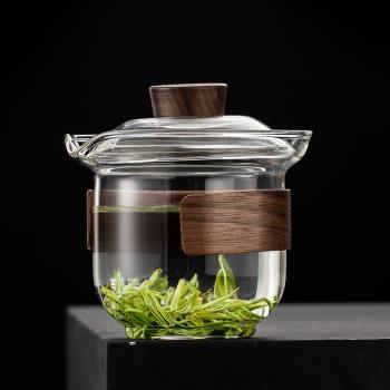 功夫茶具透明茶碗帶蓋玻璃蓋碗三才茶杯大號防燙手抓泡茶壺單個