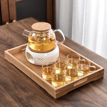 瓷鄰花茶壺蠟燭加熱底座煮茶杯子套裝水果茶壺耐熱玻璃下午茶茶具