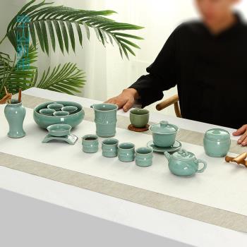 哥窯茶具套裝冰裂家用整套青瓷復古簡約中式開片功夫茶陶瓷泡茶器