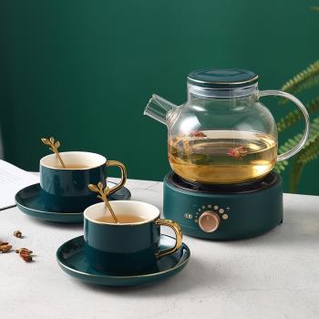 水果茶壺花茶壺杯果套裝北歐下午茶具輕奢蠟燭電加熱養生壺煮玻璃