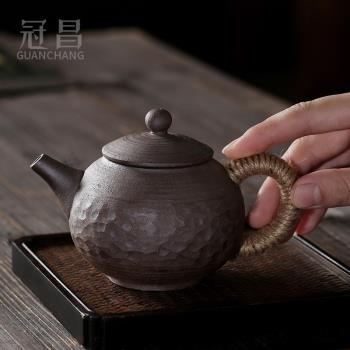 日式粗陶小套創意復古手抓茶壺