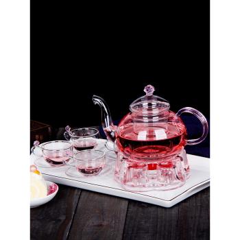 花茶壺套裝蠟燭加熱煮茶器玻璃養生壺家用水果茶泡茶壺花茶杯茶具