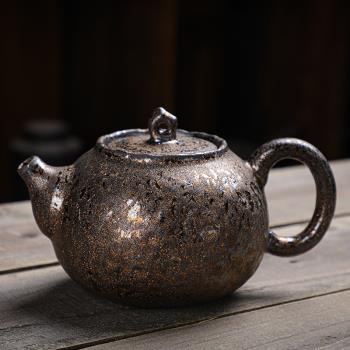 日式大號復古鐵銹釉家用陶瓷茶壺