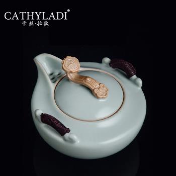 Cathyladi 家用簡約泡茶壺單壺中式復古風陶瓷汝窯泡茶器功夫茶具