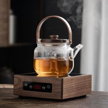 煮茶器電陶爐家用茶具玻璃蒸茶壺燒水壺黑白茶全自動小型茶爐套裝