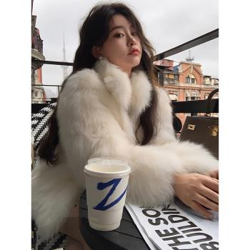 托斯卡納仿狐貍毛年輕皮草2024年冬季新款顯瘦加厚毛毛外套女短款