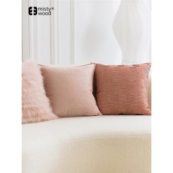 莫蘭迪粉色抱枕灘羊毛純色沙發床頭客廳靠枕輕奢辦公室樣板間靠墊