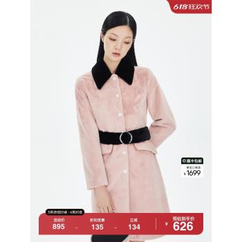 OBEG冬新款仿貂絨皮草大衣外套
