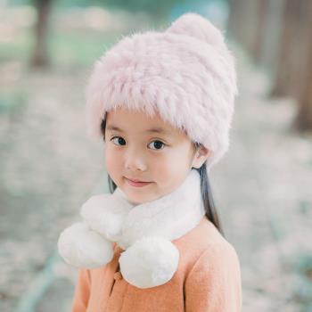 韓版秋冬女士皮草寶寶兒童帽子