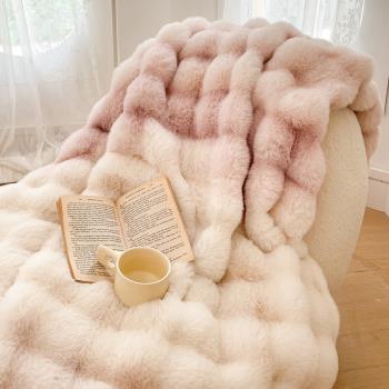 高端冬季加厚兔毛絨午睡毛毯被子珊瑚絨毯子仿皮草空調毯沙發蓋毯