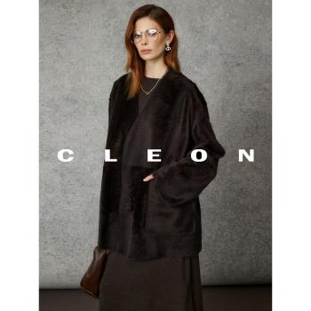 CLEON/2023年新款秋冬LACON拉貢中長款雙面穿外套女氣質時尚皮草