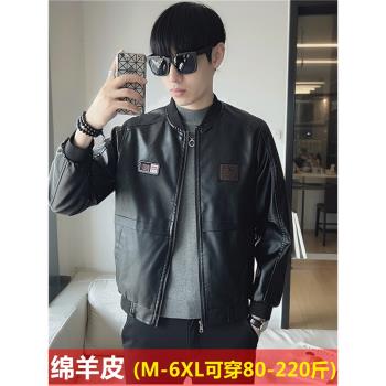 品牌男裝真皮皮衣男潮機車服大碼外套海寧軟綿羊皮草夾克加絨短款