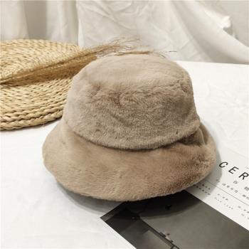 冬季女日系漁夫帽純色仿皮草加厚