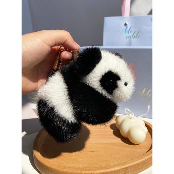 水貂皮草背包毛絨可愛日系熊貓