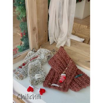 Chilichili原創設計手工鉤織圣誕限定羊毛皮草線圍巾DIY材料包