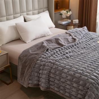 高檔毛毯冬季加厚裘皮珊瑚法蘭絨蓋毯子用加絨皮草鋪床上用品法蘭