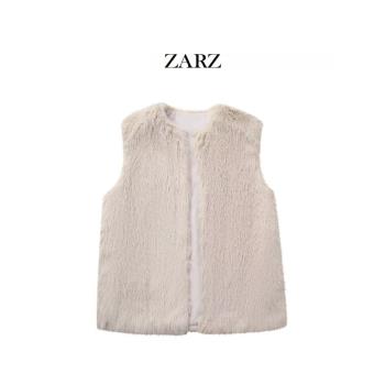 ZARZ自制 歐美風 新款女裝 經典百搭款 人造皮草效果背心79011224