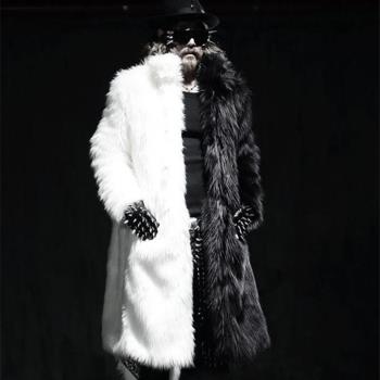 冬季長款狐貍毛黑白外套仿皮草