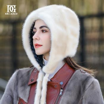 女冬季整貂皮保暖包頭帽時尚護耳