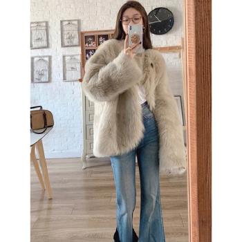 2025新款爆款富家千金網紅環保皮草小香風皮毛一體毛毛外套女冬季