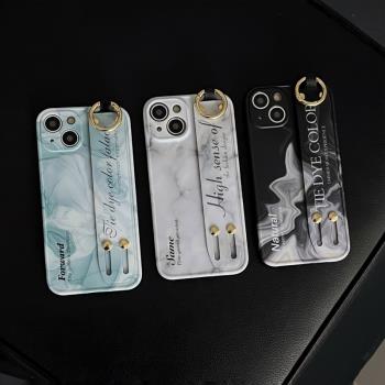 隱形支架適用iPhone15ProMax手機殼高階感14新款13渲染大理石紋12潮牌11蘋果X指環腕帶手環防摔個性創意軟殼